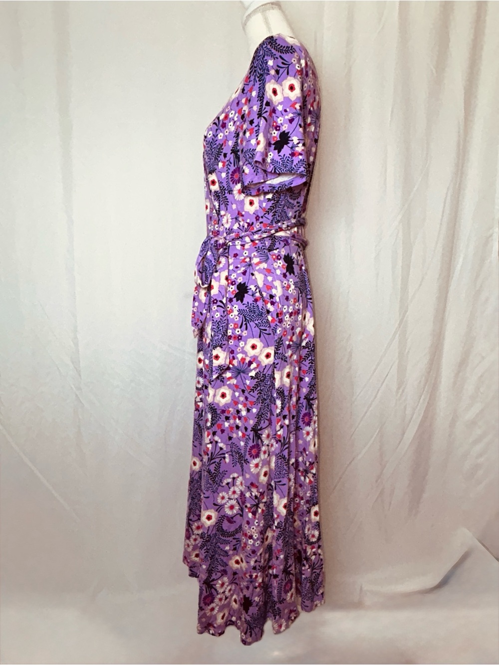 Boden Cassia Jersey Midi Floral Purple Wrap Dress in Size 12 - Picture 6 of 11